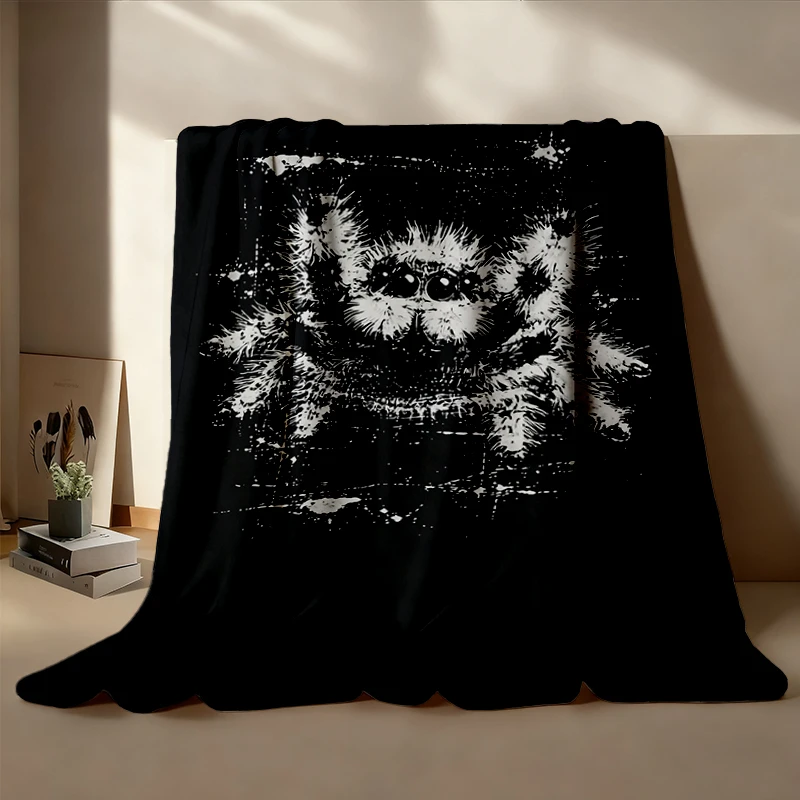 Jumping Spider Flannel Throw, Grunge, Punk, Womens, Mens, Unisex Colors Flannel Blanket