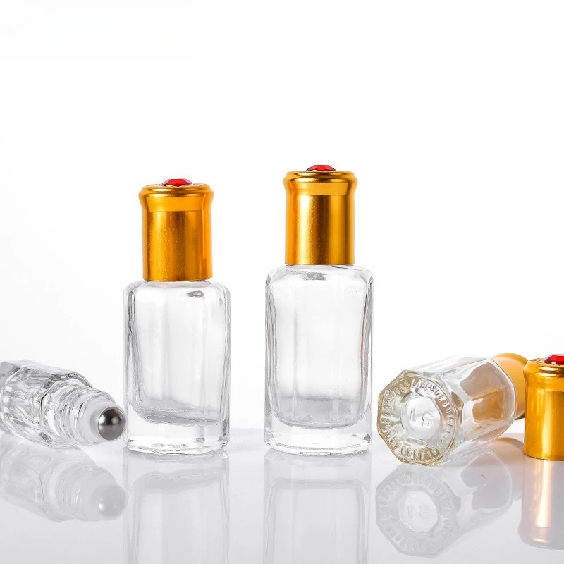 

10PCS 3/6/9/12ml Essential Oil Roller Bottle, Glass Octagon Shape with Roller Ball Refillable Empty Container for Aromatherapy