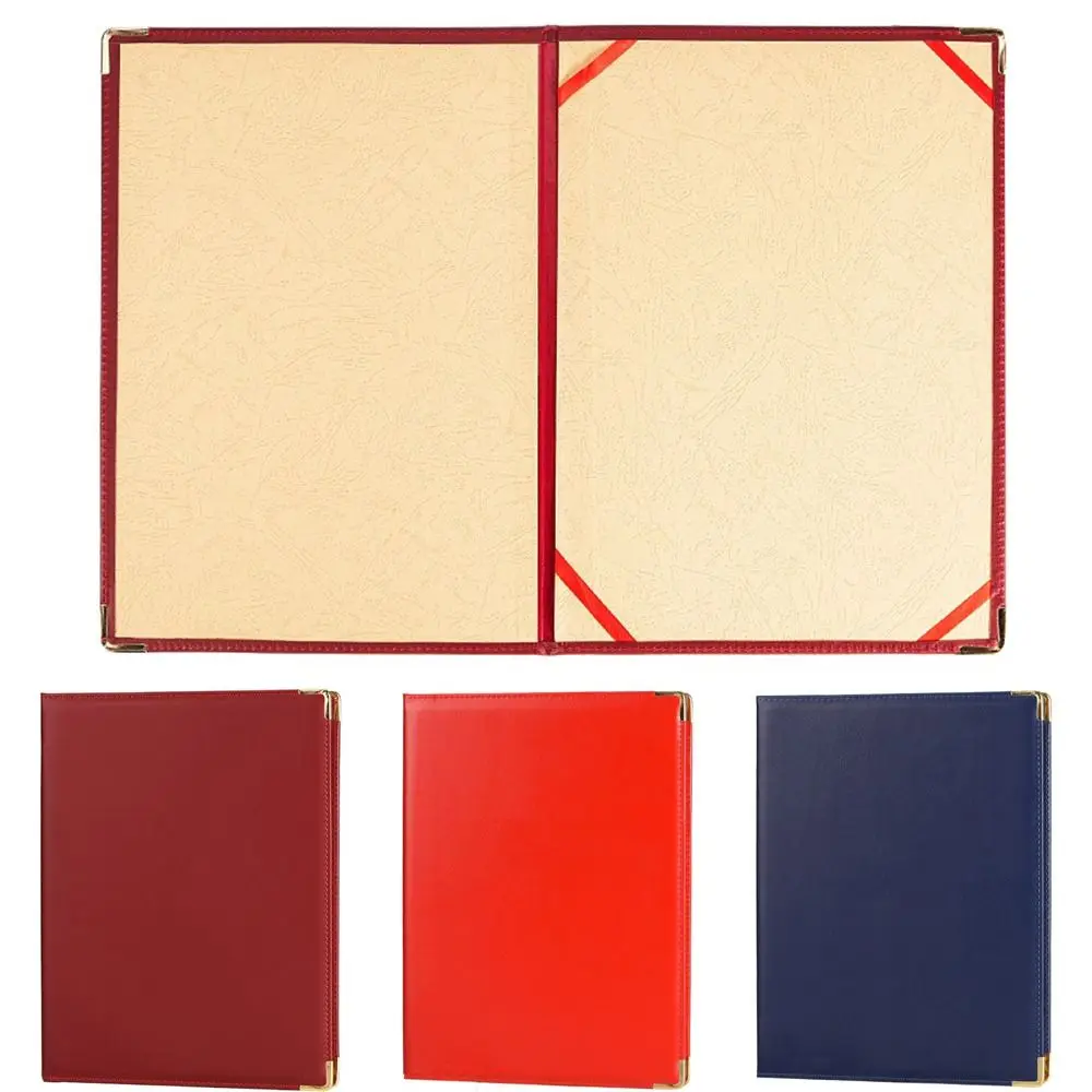 

PU Leather A4 Agreement Folder Protective Reinforced Edges Certificate Diploma Cover Multifunctional Corner Slots