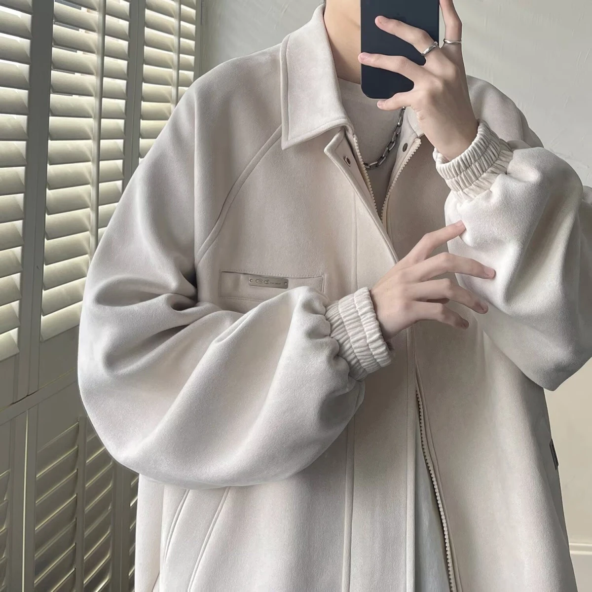 

Retro Men's Jaet Loose Casual Turn-down Collar Street Sle High Street Faion Autumn Winter Trendy Brand Youth Outerwear