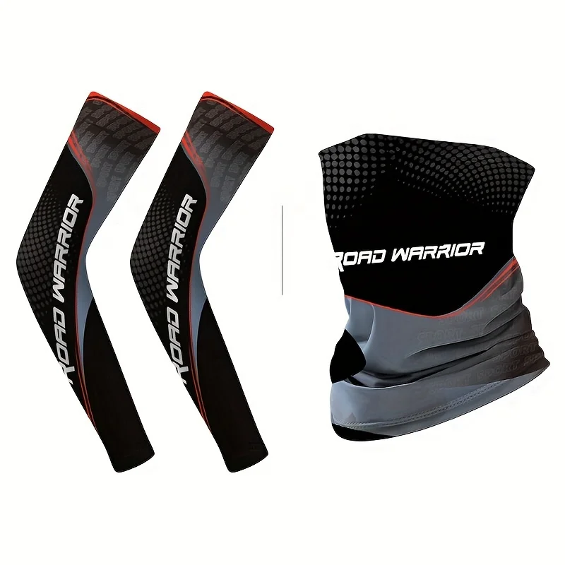 

3-piece summer outdoor cycling ice silk arm sleeves breathable mask set elastic sunscreen suitable for cycling and fishing