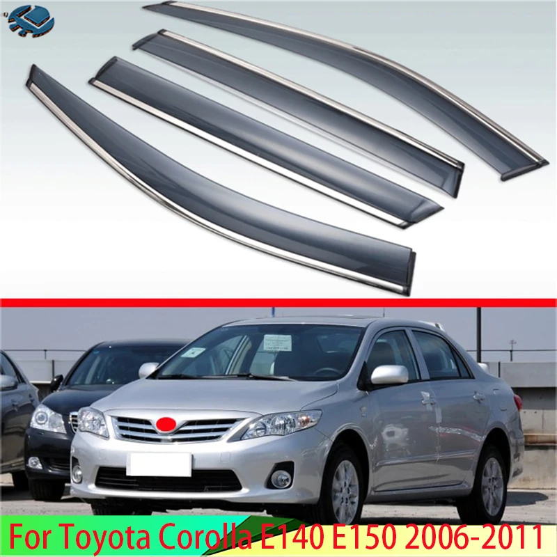 

Пластиковый Наружный козырек для Toyota Corolla E140 E150 2006-2011, оттенки на вентиляционные отверстия, защита от солнца, дождя, 4 шт., 2007 2008 2009