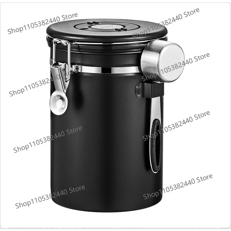 For Stainless Steel Coffee Bean Canister, Food Grade Sealed Storage Jar with One Way Valve