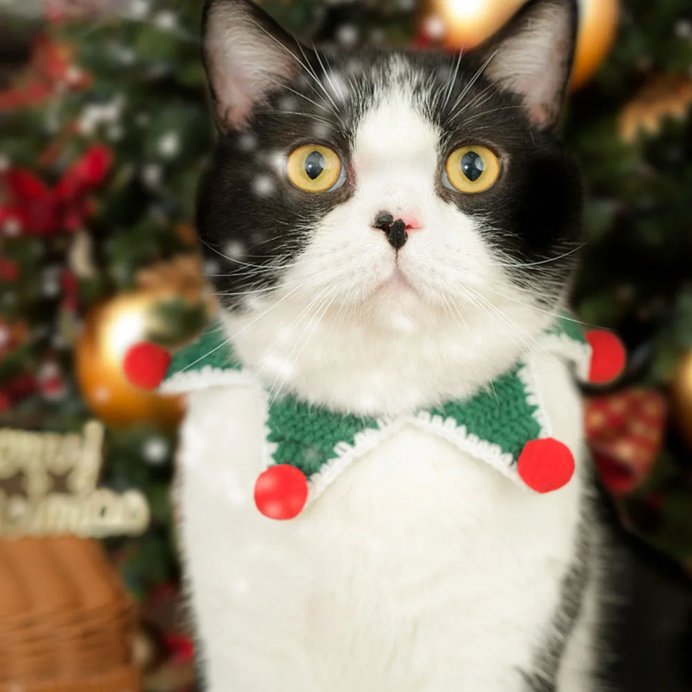 

Xmas Dog Collars Pet Christmas Knit Scarf Cat Holiday Bandana Knitted Wool Knitting