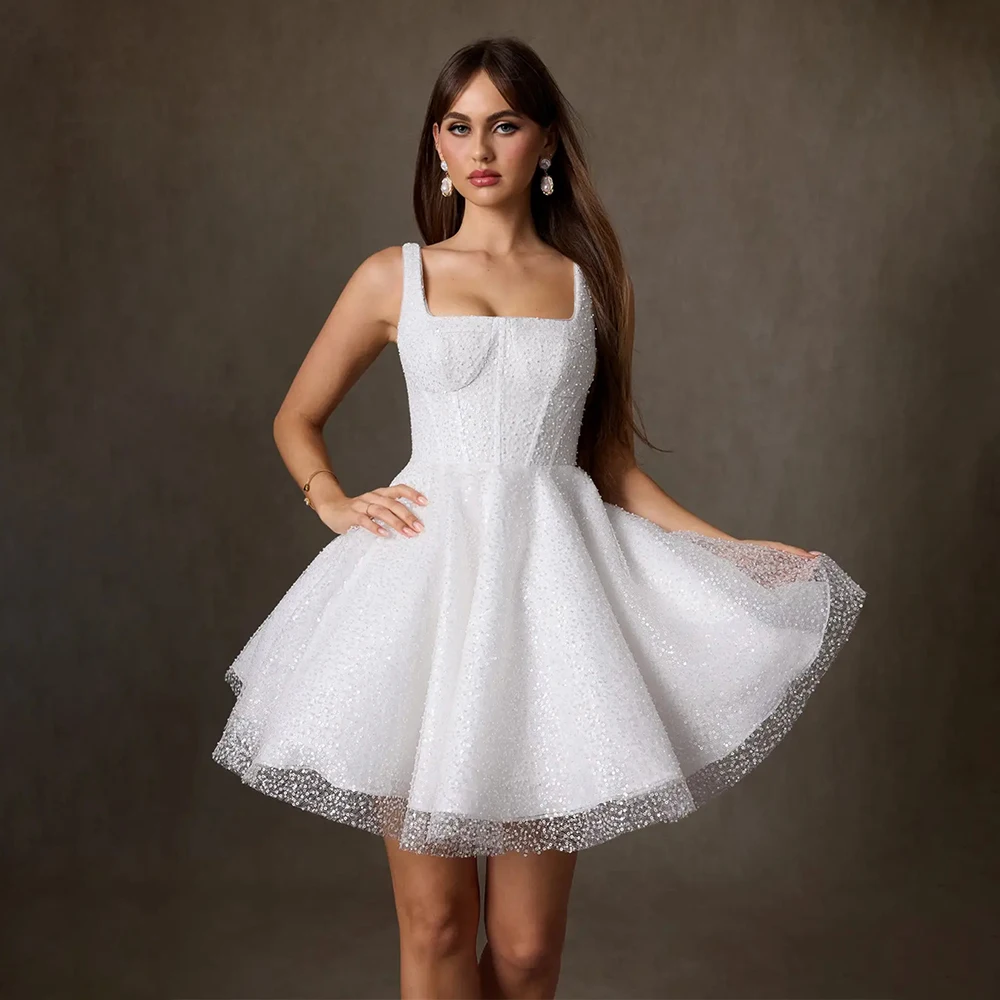 Wedding Dress A Line Bridal Gown Square Neck Spaghetti Straps Bride Dress Elegant Wedding Gowns Vestido de Novia Bridal Wear