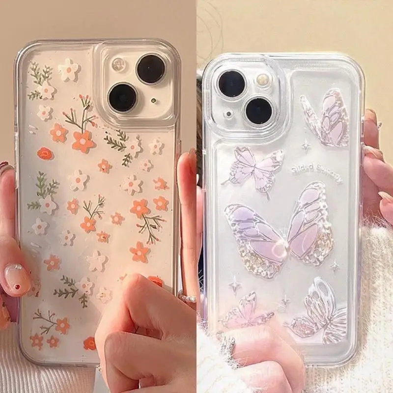 Fantasy Butterfly Daisy Flower Case for Redmi 12 10 9 9A 9C 13C 12C 10C 9T 7 8 A1 A2 Plus Xiaomi POCO X3 Pro F3 Clear Back Cover