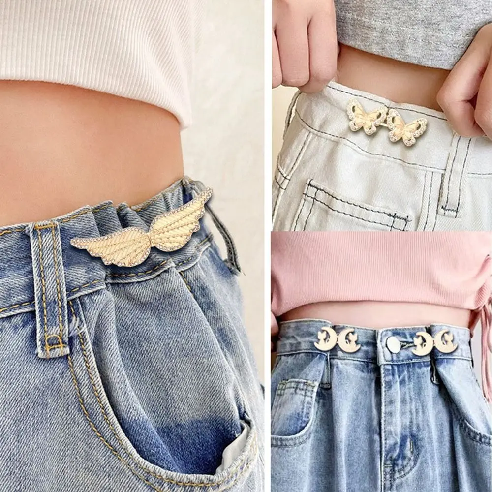 Acessórios de roupas botão de fechamento de cintura jeans ornamentos pinos de metal apertar botão de cintura removível clipe de cintura ajustável feminino