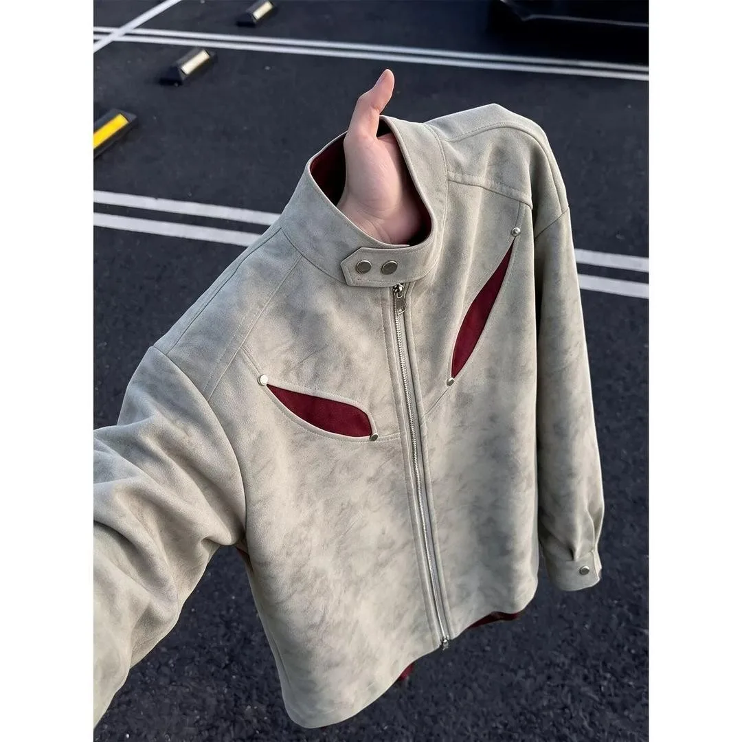 High Quality Men's American Retro Pilot Jacket Autumn PU Leather Three Proof Baseball Uniform Outerwear Youth Trend Loose Fit