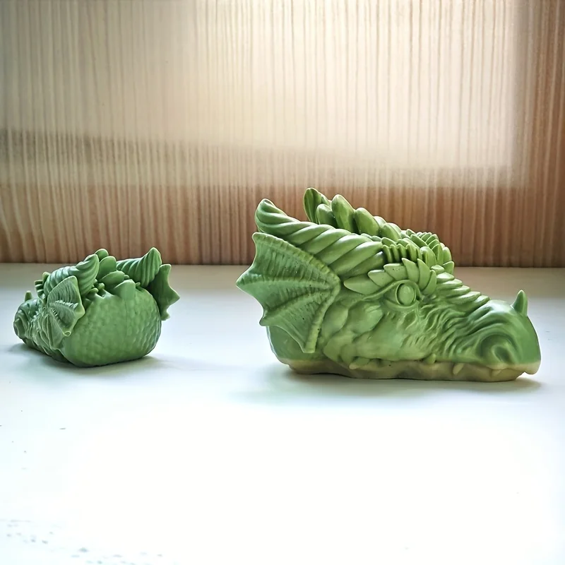 3D Dragon Head Candle Silicone Mold Monster Dragon Resin Silicone Mould Dinosaur Fire Dragon Concrete Plaster Molds Home Decor