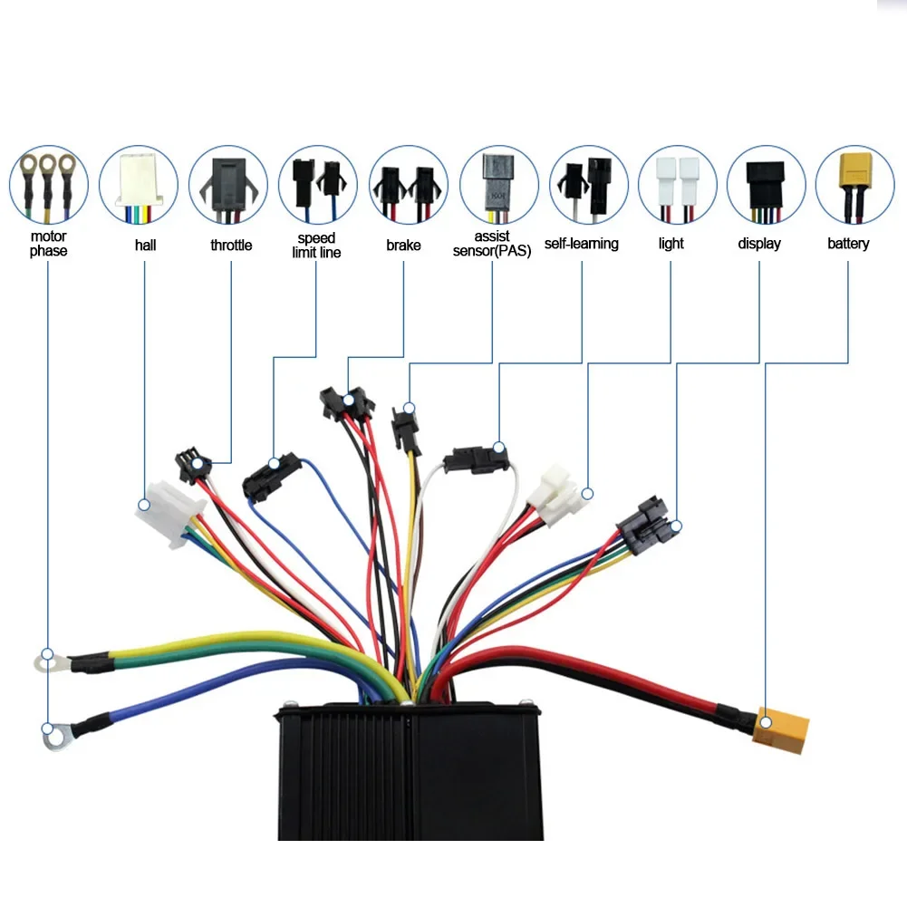

48V-72V Brushless E-bike Controller - Intelligent 3-Mode Sine Wave Suitable For Electric Bicycles -Snowmobiles
