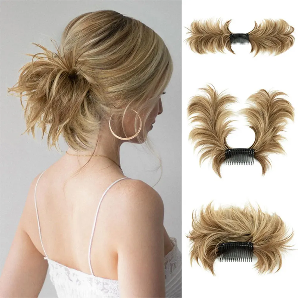 Synthetic Hair Bun Extensions Messy Curly Hair Chignon Scrunchies Clip in Hairpieces Donut Updo Hair Pieces for Women