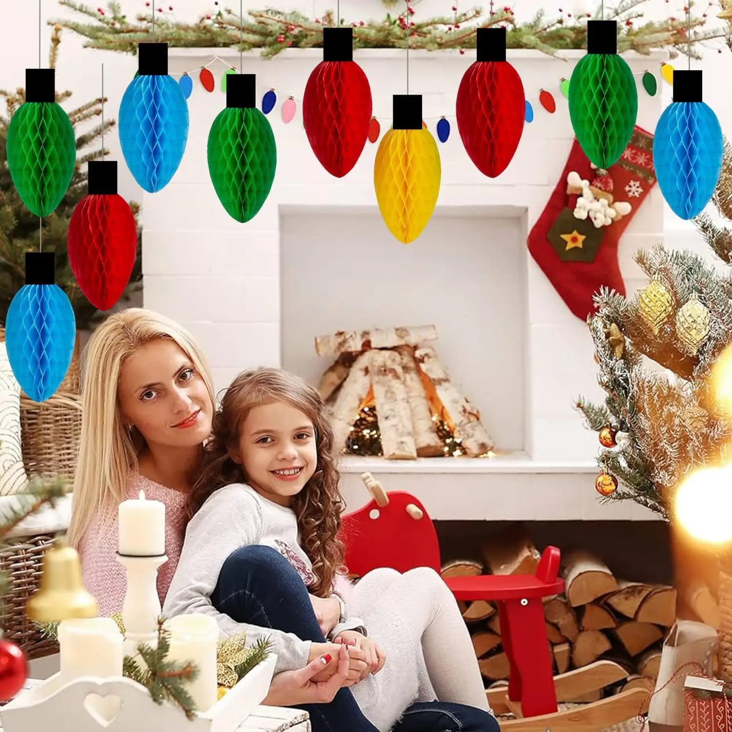 4/12 قطعة فوانيس ورقية على شكل قرص العسل لعيد الميلاد، كرات على شكل قرص العسل الورقية المقلدة، كرة زهور أوروبية وأمريكية مستديرة