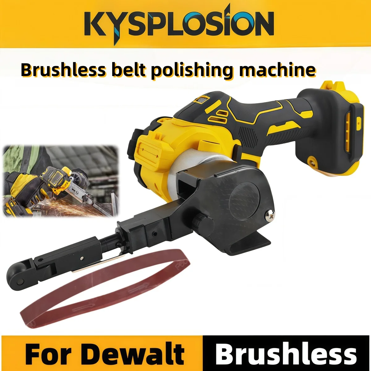 Brushless Cordless Mini Belt Sander 180° Rotating Grinder for Metal Wood Compatible with DEWALT 20V Battery