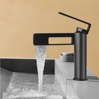Bathroom Basin Faucets White/Black/Gray/Silver Waterfall Faucets All Copper Cold & Hot Water Mixer Taps Bathroom Accessories