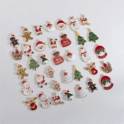 Randomly 20PCS Mixed Style Enamel Christmas Charms Snowman Santa Tree Penguin Reindeer Pendant For DIY Jewelry Accessories