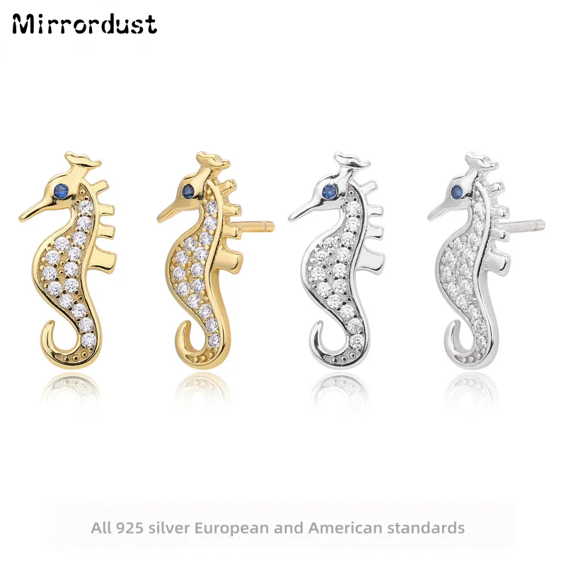 

【Mirrordust】s925 Silver New Micro Inlaid Seahorse Zircon Earrings High-end Jewelry Elegant Versatile Ear Accessories for Women