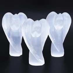 Natural Crystal Selenite Guardian Angel Figurine Hand Carved Gypsum Healing Stone Gem Reiki Home Decor Craft Gifts
