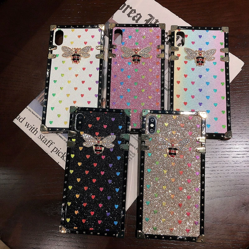 Luxury Designer Glitter Love Phone Cases Fashion Diamond Bee Shockproof  for iPhone 14 13 12 11 Pro Max Xs Xr se2022 Case