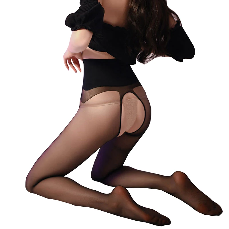 Ultra-thin Sexy Open Crotch Mesh Tights Transparent 0D High Waist Crotchless Pantyhose Party Club Stockings Sexy Erotic Lingerie