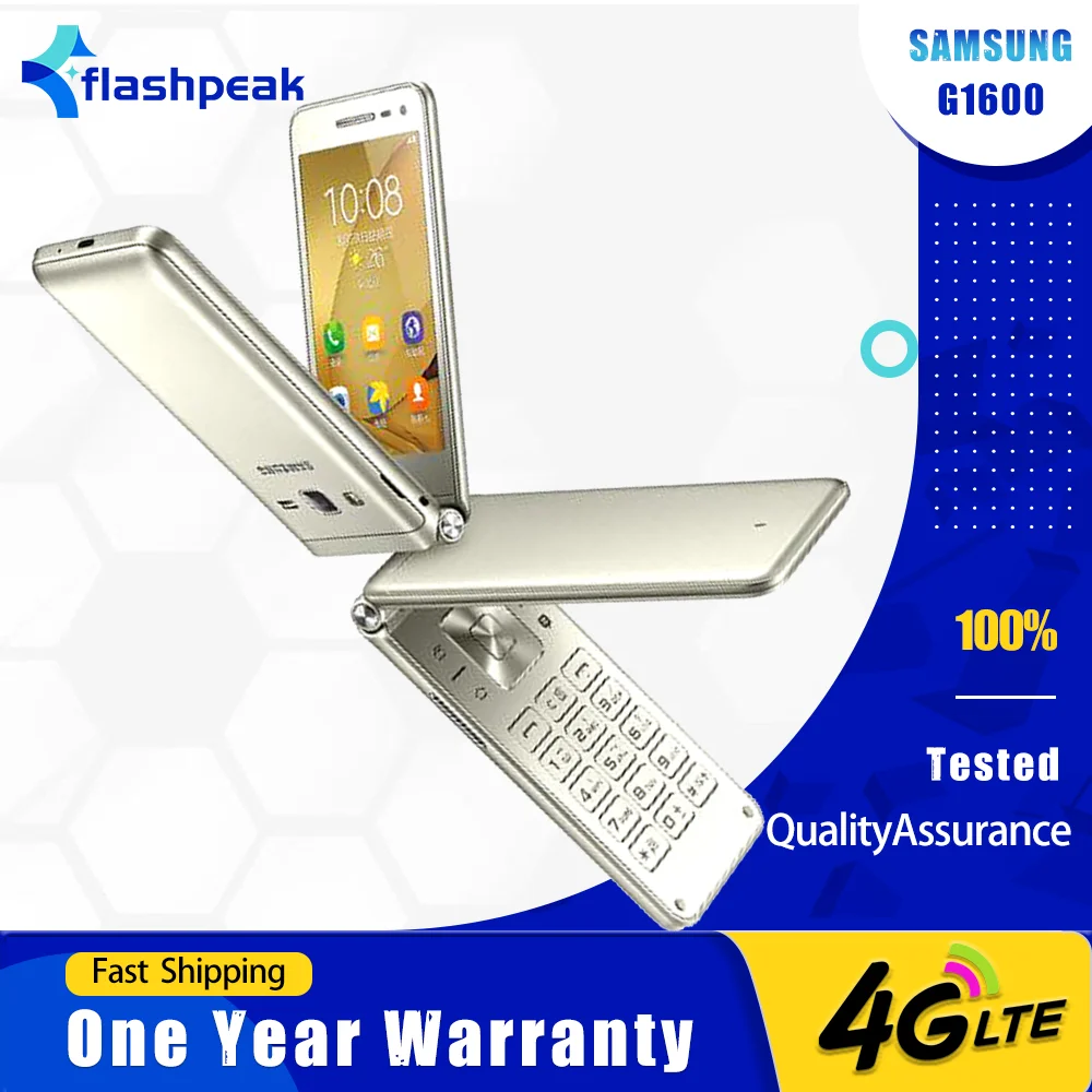 الأصلي سامسونج غالاكسي مجلد G1600 (2016) 4G الهاتف المحمول المزدوج سيم بطاقة 3.8 ''2GB RAM 16GB ROM الهاتف المحمول رباعية النواة الهاتف الذكي