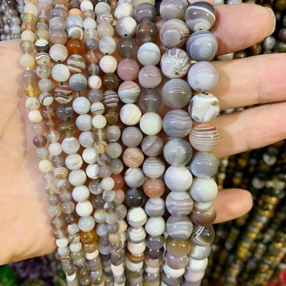 

Natural 4-12mm Brown Botswana Agate Stone Round Loose Gemstones Wholesale for Jewelry Making Diy Bracelet Necklace