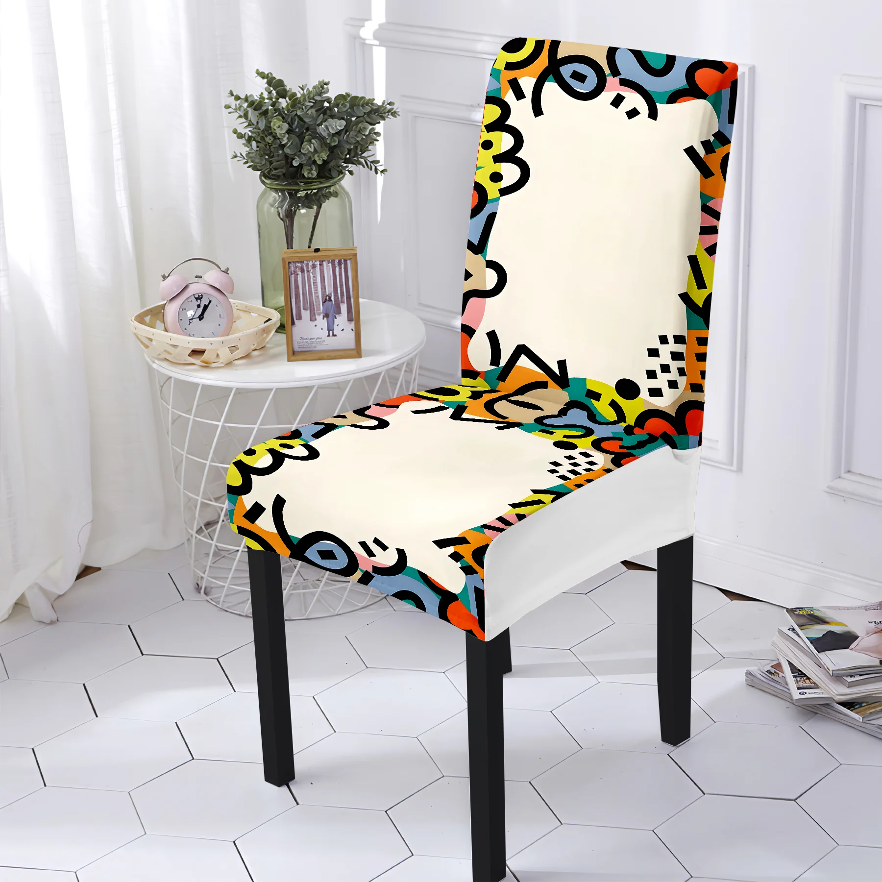 2026 New Elastic All - inclusive Chair Cover, Colorful Graffiti Art Print, Summer Outdoor & Indoor Use, Wa