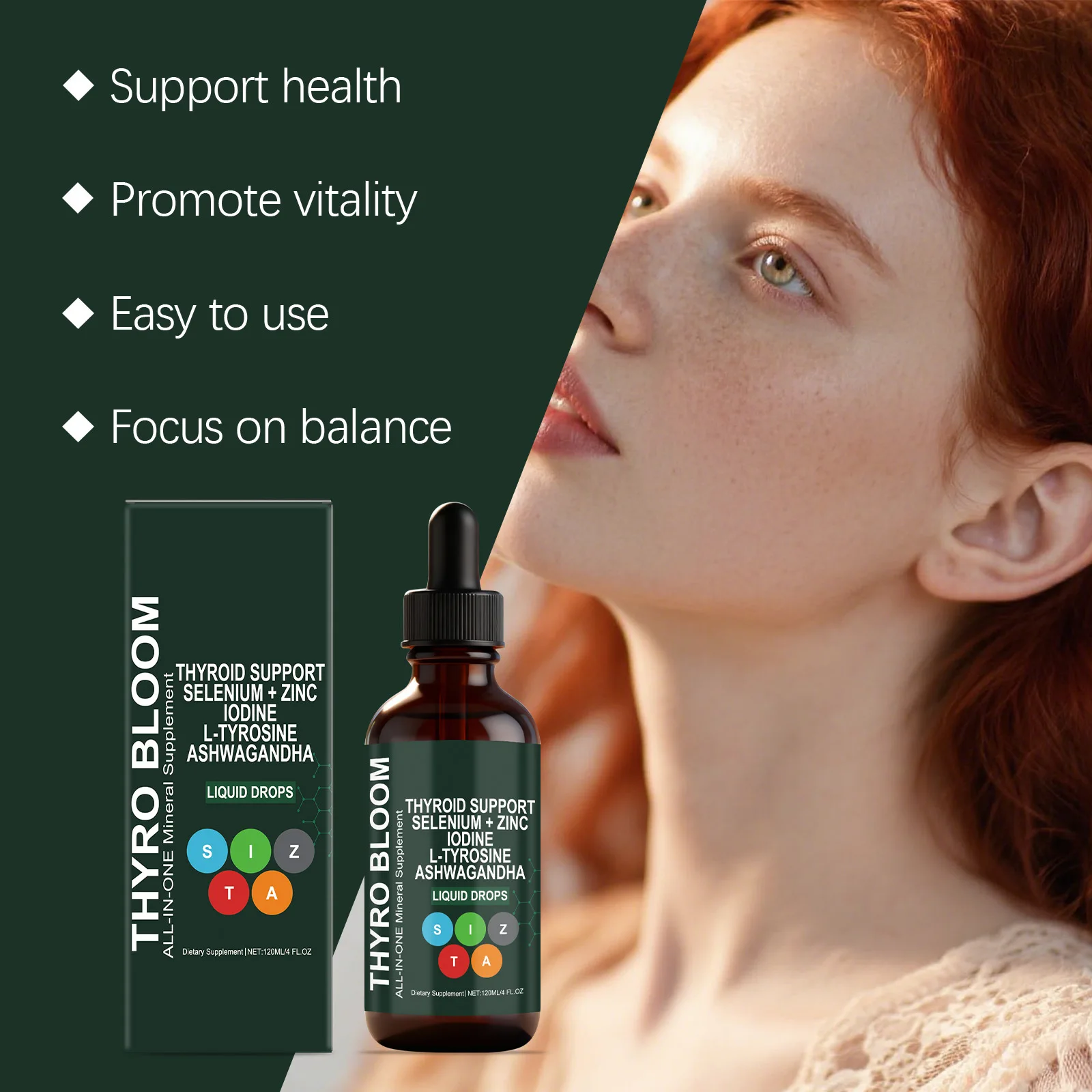 Thyroid Support Oral Drops Iodine Selenium Ashwagandha Support Metabolism Hormone Balance Energy for Men Women