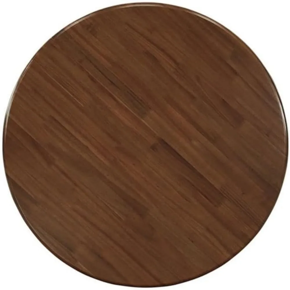 Antique Modern Kitchen Table - a Round Dining Table Top with Pedestal Base, 36x36 Inch, Walnut