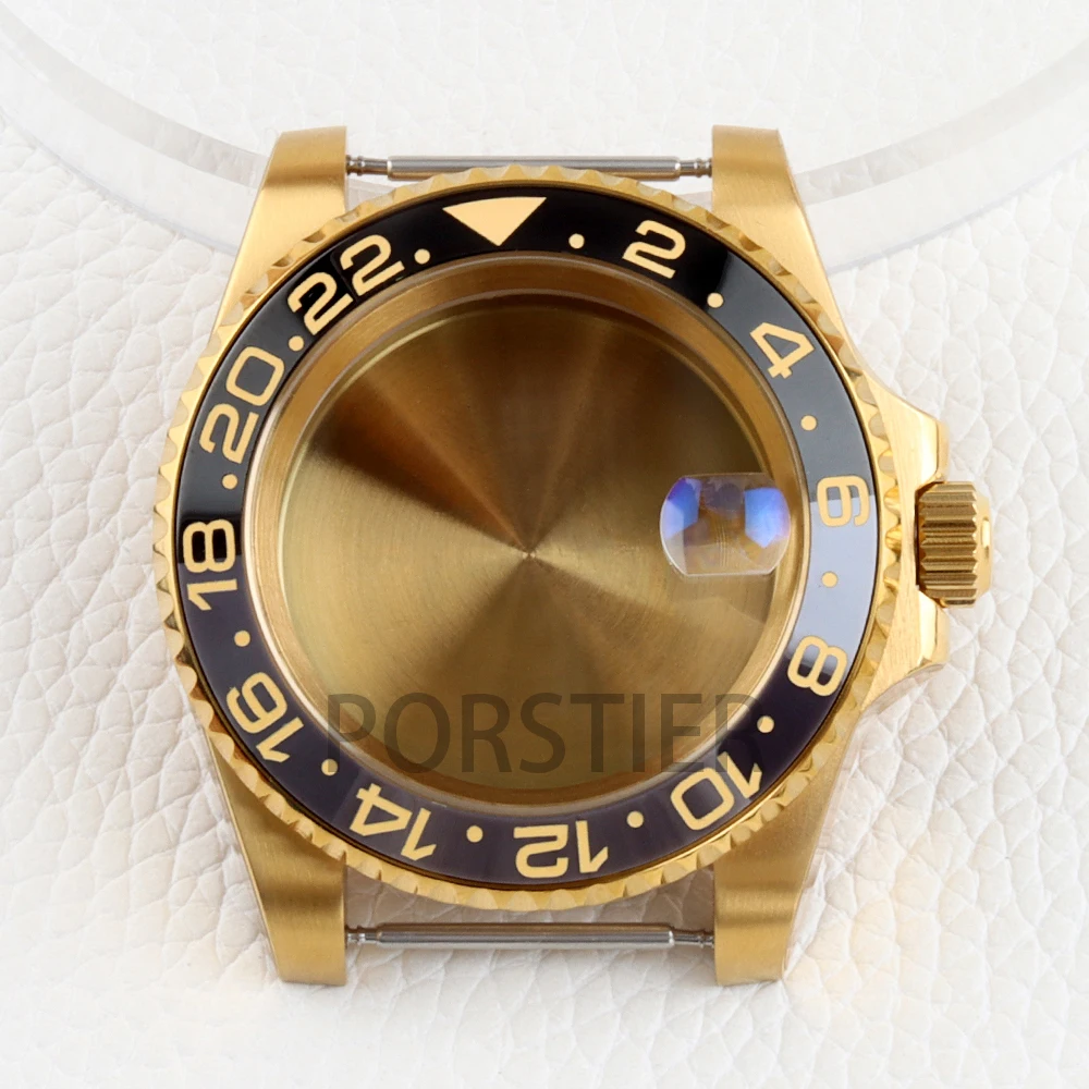 Gold 40mm NH35 Watch Case Sapphire Glass Waterproof 316L Stainless Steel for GMT Yacht-Master SUB NH34 NH35 NH36 NH38 Movement