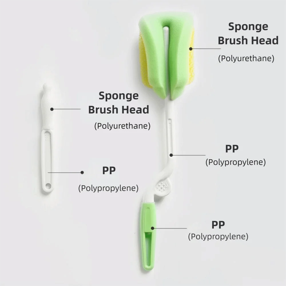 مجموعة فرش تنظيف زجاجات الأطفال ذات الرأس الناعم 360 درجة °   تنظيف فرشاة زجاجات المياه خالية من مادة BPA، فرشاة حلمة الرضع، فرشاة كأس صنبور
