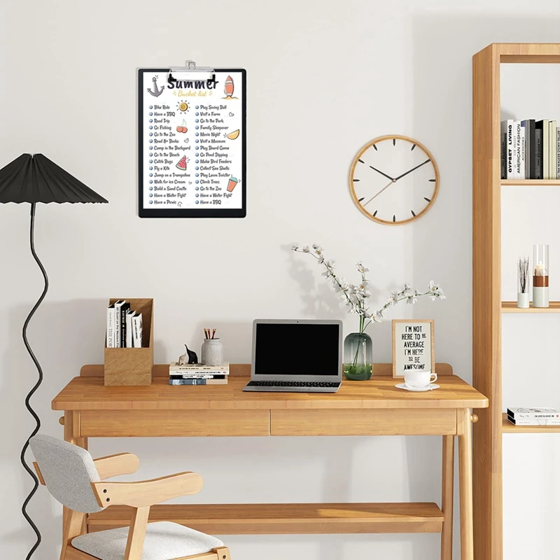 Plastikowe schowki, (zestaw 5 sztuk) Schowek z niskoprofilowym klipsem, tabliczki zaciskowe 8,9 x 12,3 cala do biura, szkoły