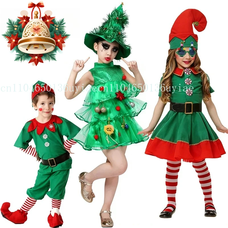 

Santa Claus Clothes Christmas Cosplay Costume Boys' and Girls' New Year Outfits Girl's Costume Party Dress Children Xmas Gift