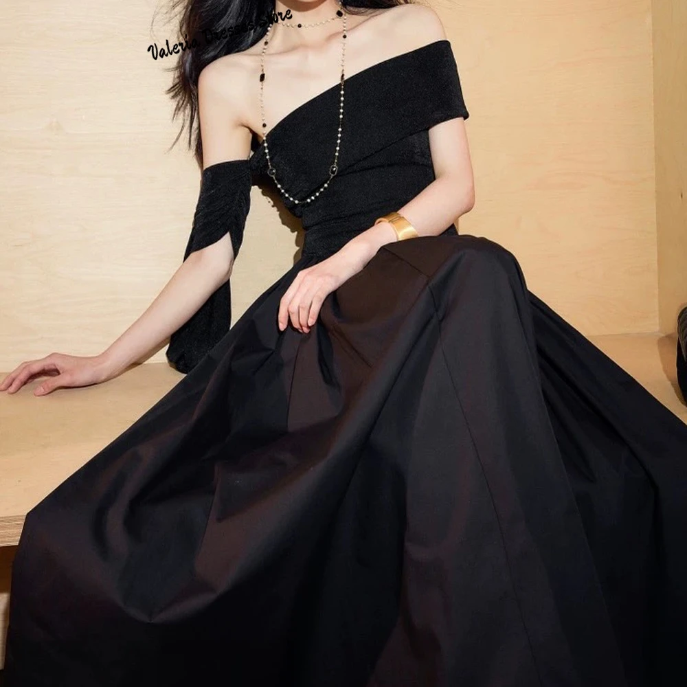 Robe de soirée élégante en Satin noir, ligne a, personnalisée, manches courtes, robes de soirée de haute qualité, longueur au sol, robes d'occasion sur mesure