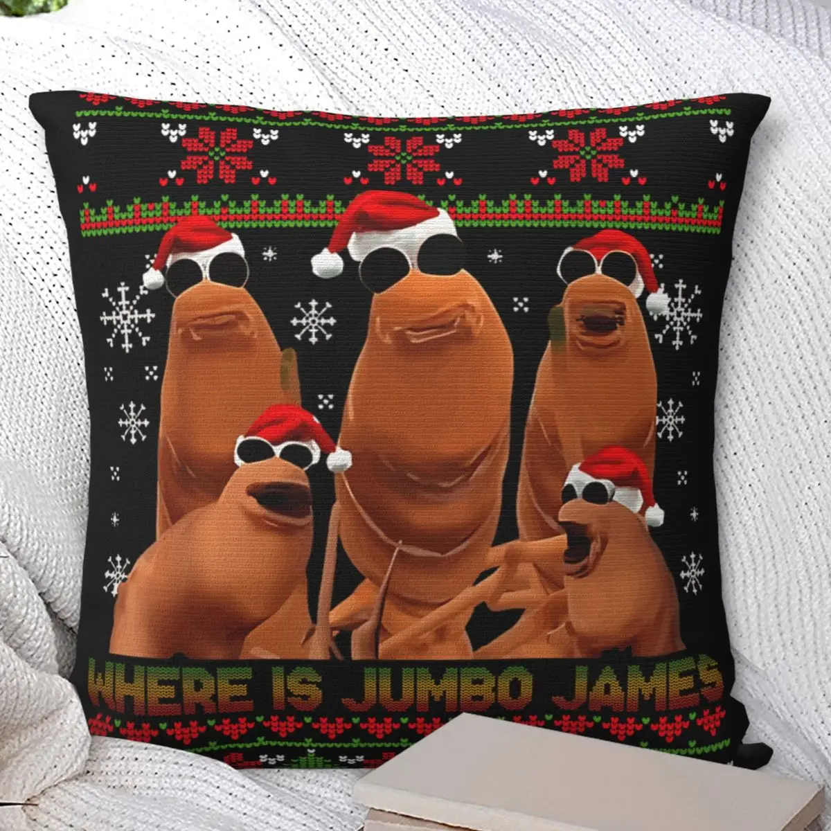 Funny Marcus The Worm Where Is Jumbo James Ugly Christmas Pillow Cover Custom Pillow Case Pillowcases For Sofa Home Decoration