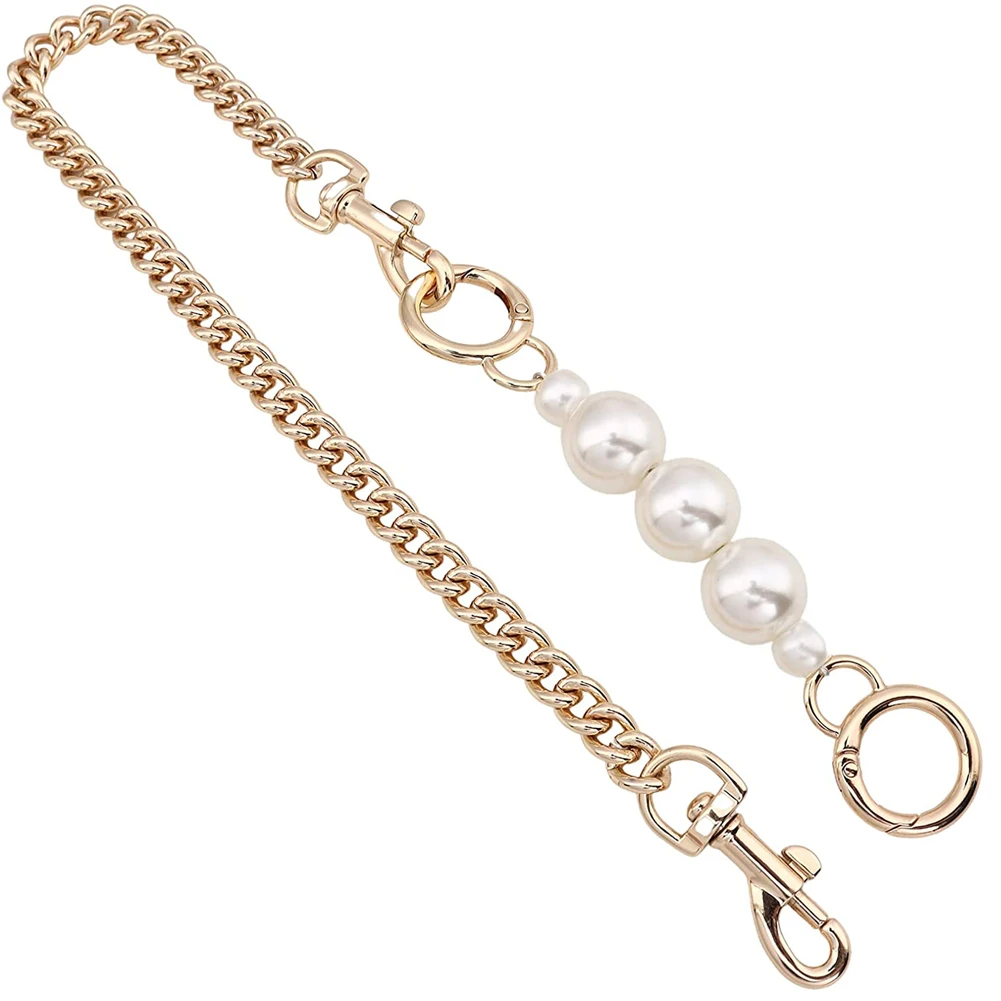 DIY Purse Handle Strap Pearl Bead Bag Chain Replacement Belt Hardware Handbag Shoulder Bag Part Accessories For Women Bag Straps