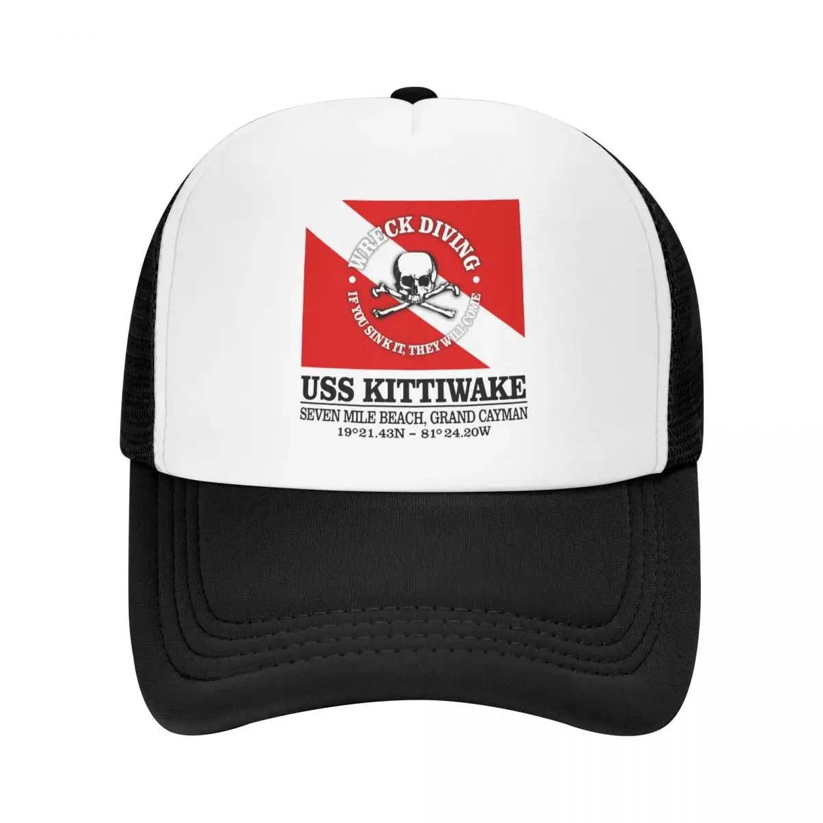 Custom USS Kittiwake Scuba Baseball Cap Women Men Breathable Diver Dive Flag Trucker Hat Sports