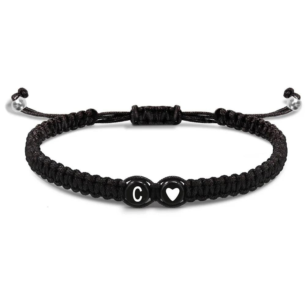 Handmade Adjustable Cord 26 Letter Initial Braided Bracelets for Women Men Knot Weave String Hand Rope Cuff Jewelry Lucky Gift