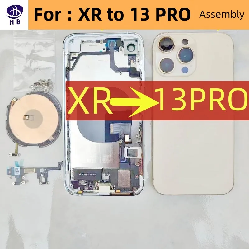 Housing For Iphone XR Like 13 Pro Assembly XR To 13 Pro DIY Back Cover Battery Middle Frame Replacement Wifi line XR to 13PRO