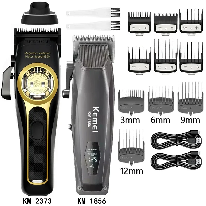 Kemei Hair Clipper Km-2373 Km-1856 Km-T95 Barber Blading Hair Cutting Machine Clipper Grooming Cordless Rechargeable Shaver