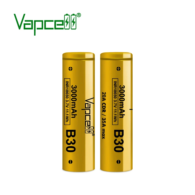 Vapcell B30 18650 3000mah 20A 3.7V Rechargeable Battery Lithium Ion Batteries for Flashlight