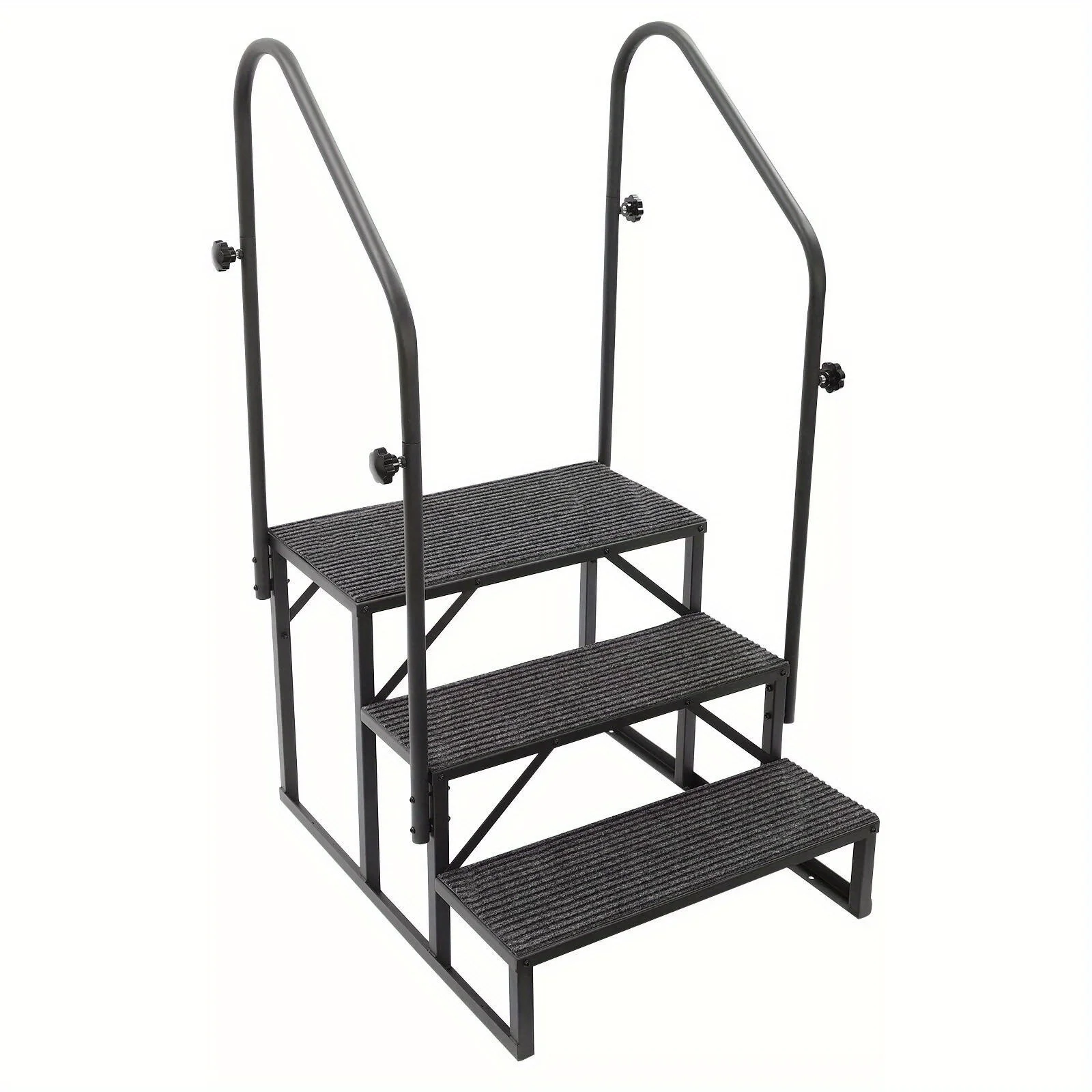 Lightweight RV Step Ladder - Folding w/Safety Rail for Campers & Trailers | Slip-Resistant & Effortless Carry