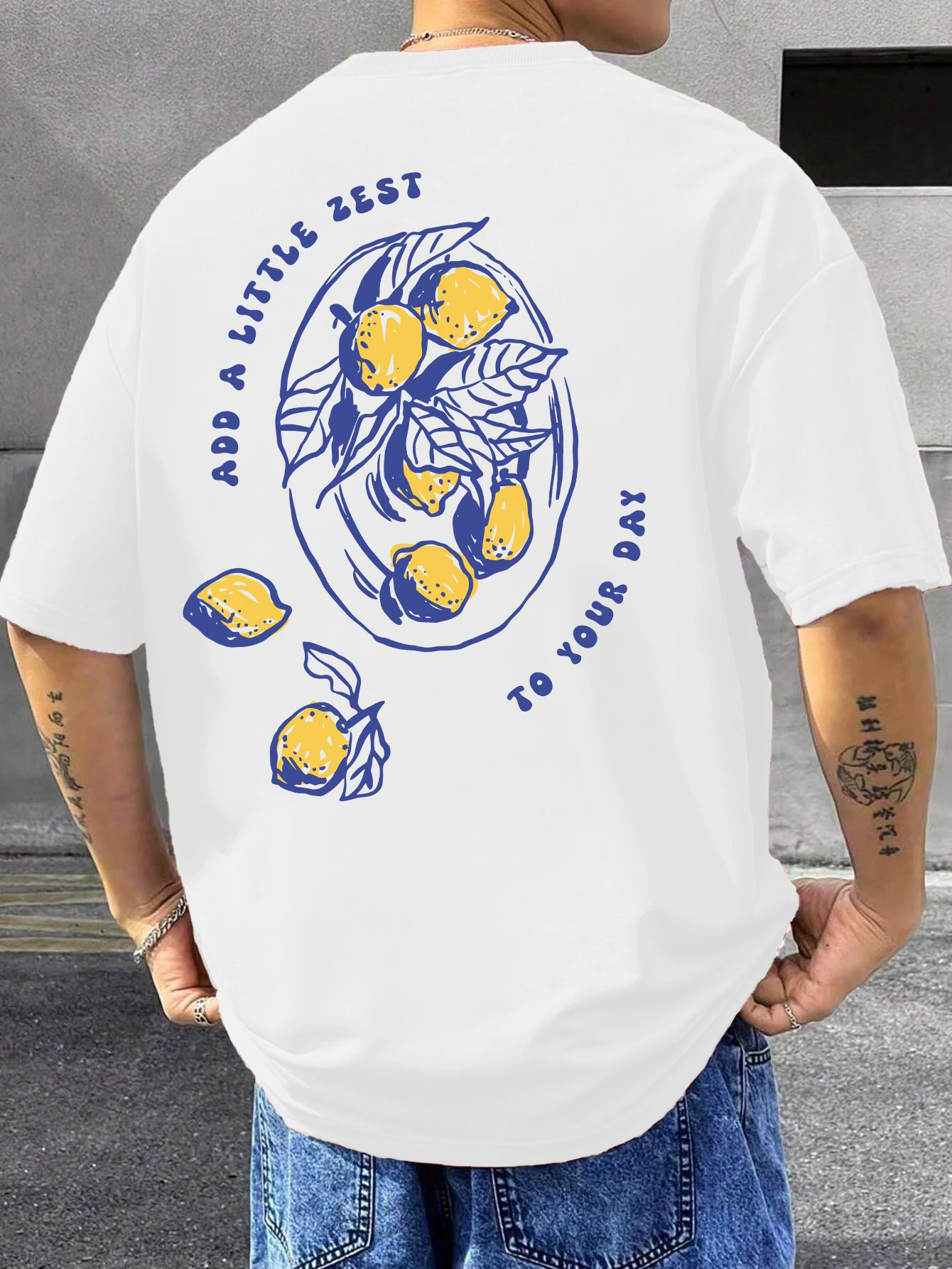 

Lemons Add A Little Zest To Your Day Мужские футболки с принтом Свободные хлопковые футболки с коротким рукавом Модный спортивный топ с круглым вырезом Летняя мягкая футболка