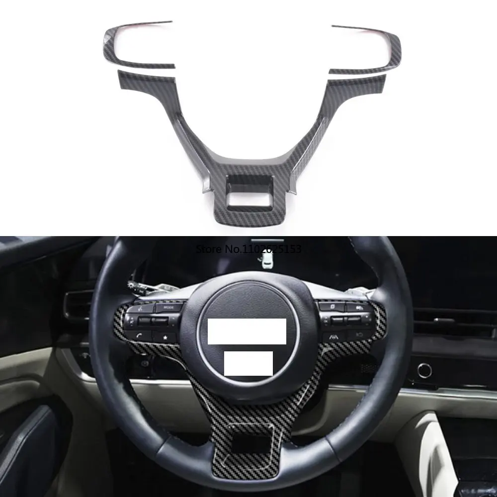 

For Kia Sportage NQ5 2022 2023 Steering Wheel Button Control Cover Trim Sticker Frame Interior Accessories ABS Carbonfiber