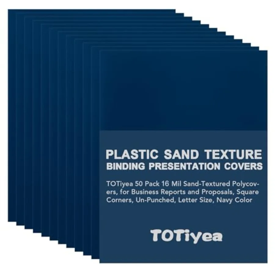 

50 упаковок 16-миллиметровых полиэтиленовых обложек для переплета с текстурой песка Презентационные обложки Квадратные углы UnPuhed 8,5 x 11 Ihes Размер букв vy