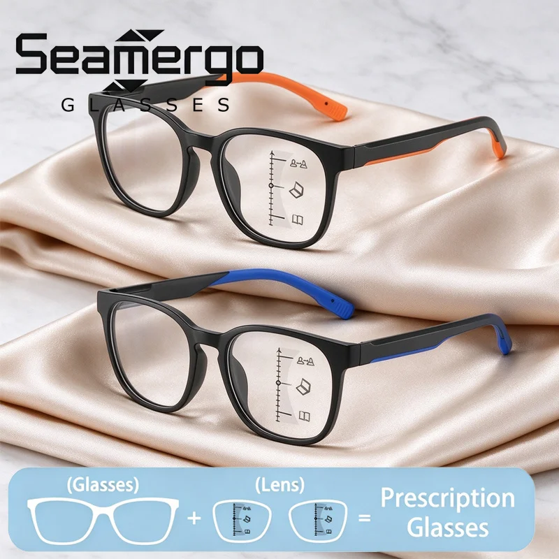 SEAMERGO Large Men Prescription Glasses Women Blue Light Blocking Personalized Glasses Retro Square Customized HD Lenses