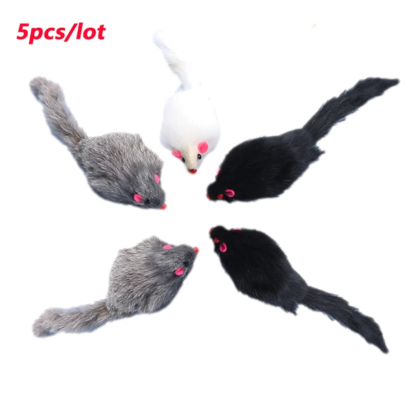 5/10Pcs Falsche Maus Katze Spielzeug Langhaarige Schwanz Mäuse Mit Sound Plüsch Weiche Maus Spielzeug für katzen Biss-Beständig Kätzchen Spielen Spielzeug