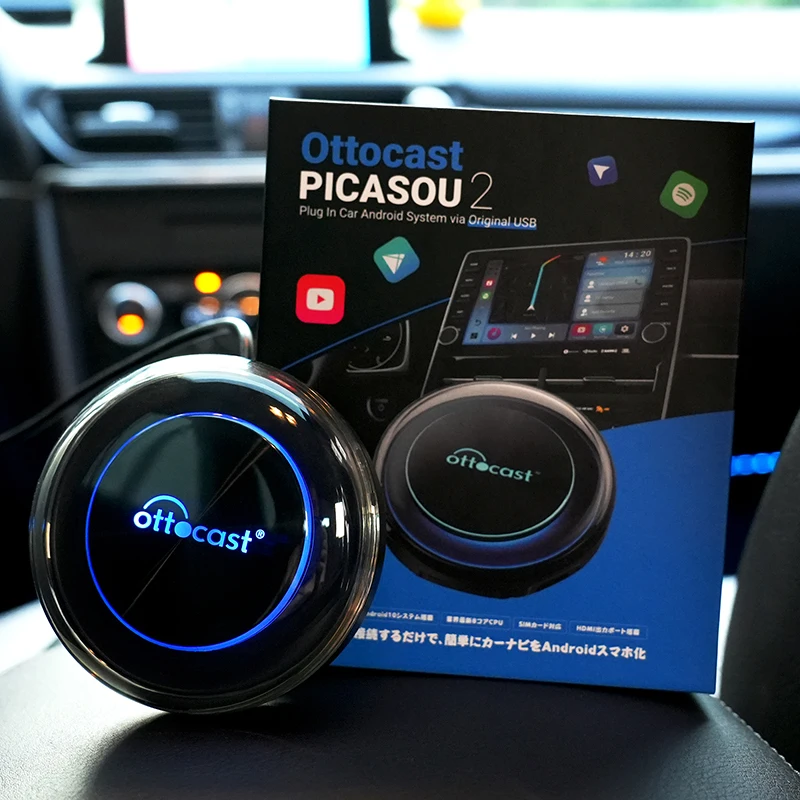 OTTOCAST PICASOU 2 CarPlay AI Box Bezprzewodowy adapter multimedialny Android Auto HDMI Konwerter wideo dla Google Android TV Stick Game