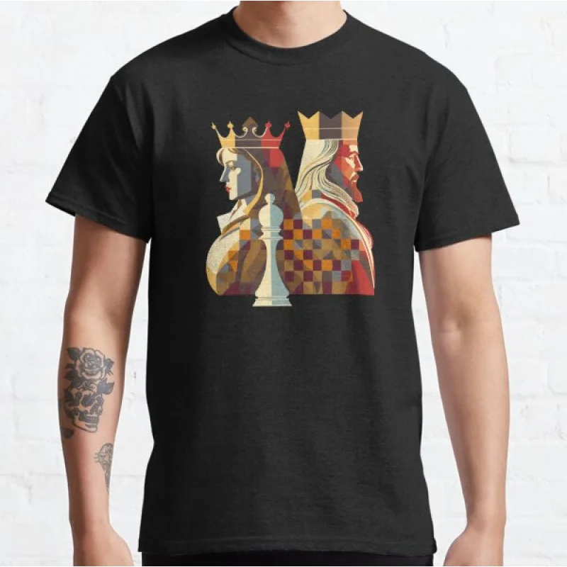 

Colourful Chess Game Pieces Funny Chess Player Gift T shirt for man 100% cotton Large size Tops Game Graphic Print Clothes S-6XL