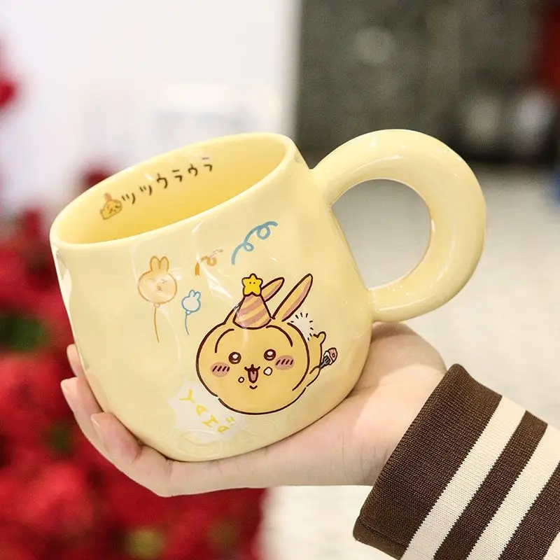 Anime Cartoon Kawaii Chiikawa Ceramic Mug Insulation Heat Insulation with Lid Easy To Clean Send To Friends Fine Workmanship New