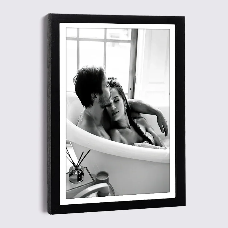 5\'\' 6\'\'7\'\' 8\'\'A4 Black Photo Frame With Canvas Painting Black White Woman Camera Car Doberman Picture Frame Nordic Poster Prints